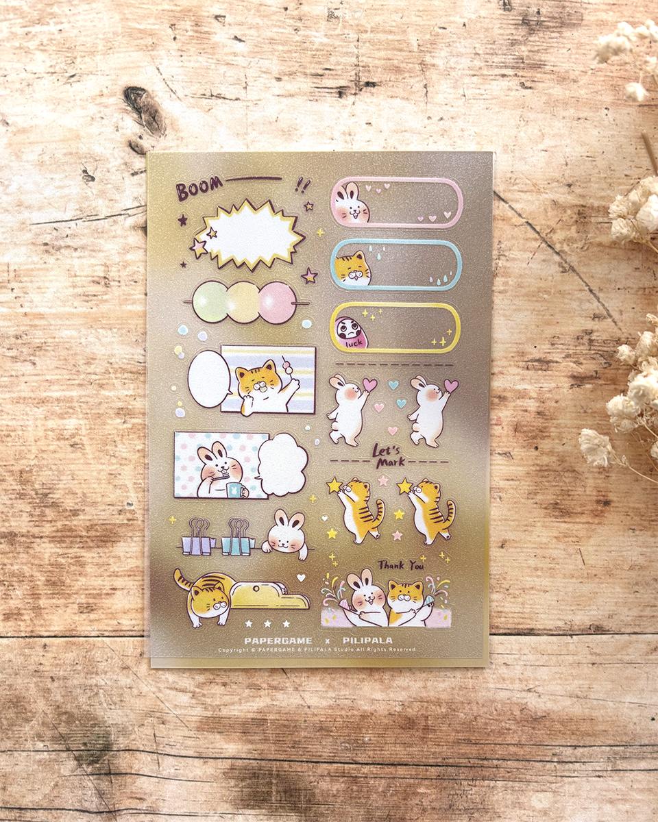 Paper Game x Pilipala Stickers Meow and Friends - Banana Milkshake