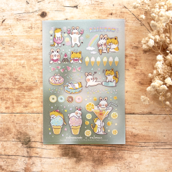 Paper Game x Pilipala Stickers Meow and Friends - Mint Latte