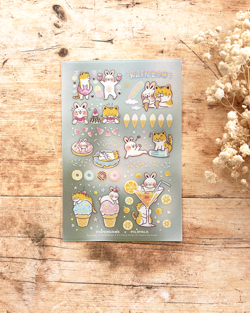 Paper Game x Pilipala Stickers Meow and Friends - Mint Latte