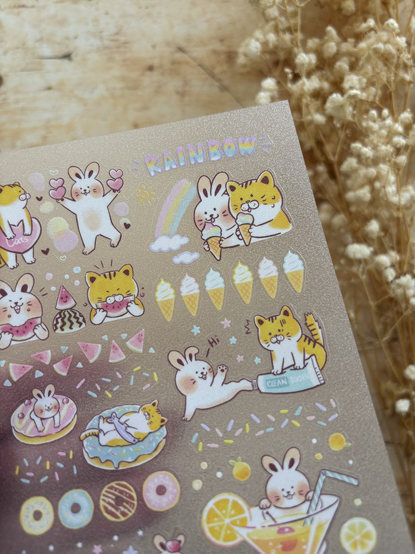 Paper Game x Pilipala Stickers Meow and Friends - Mint Latte