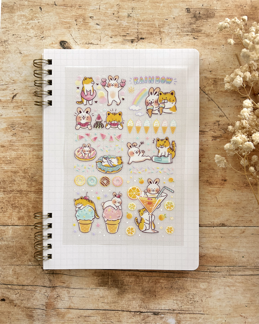 Paper Game x Pilipala Stickers Meow and Friends - Mint Latte