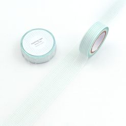 Aquamarine green Papier Platz grid masking tape roll unrolled to show fine grid pattern