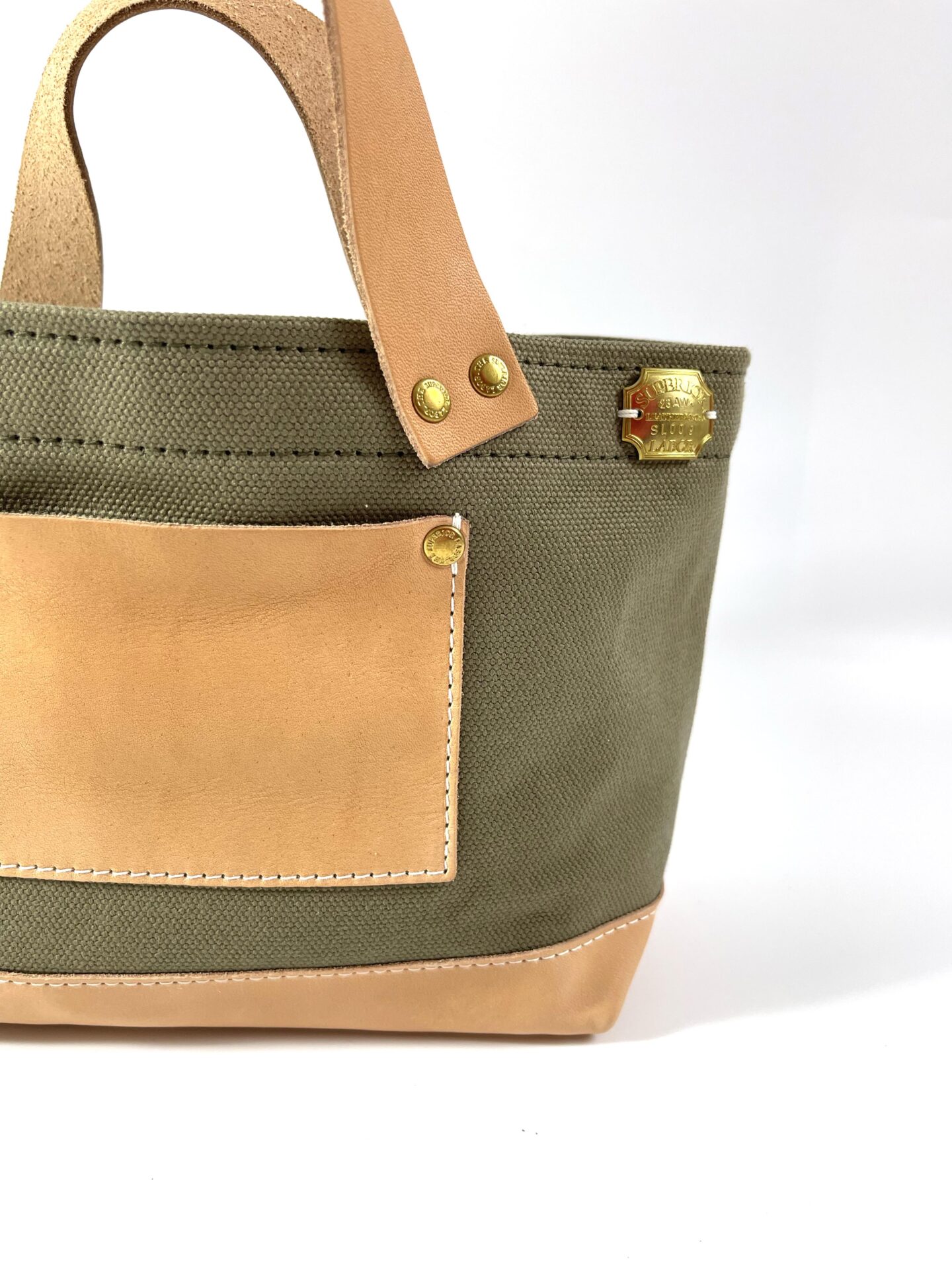 The Superior Labor Engineer Bag Petite - Khaki with Leather Bottom - Image 2