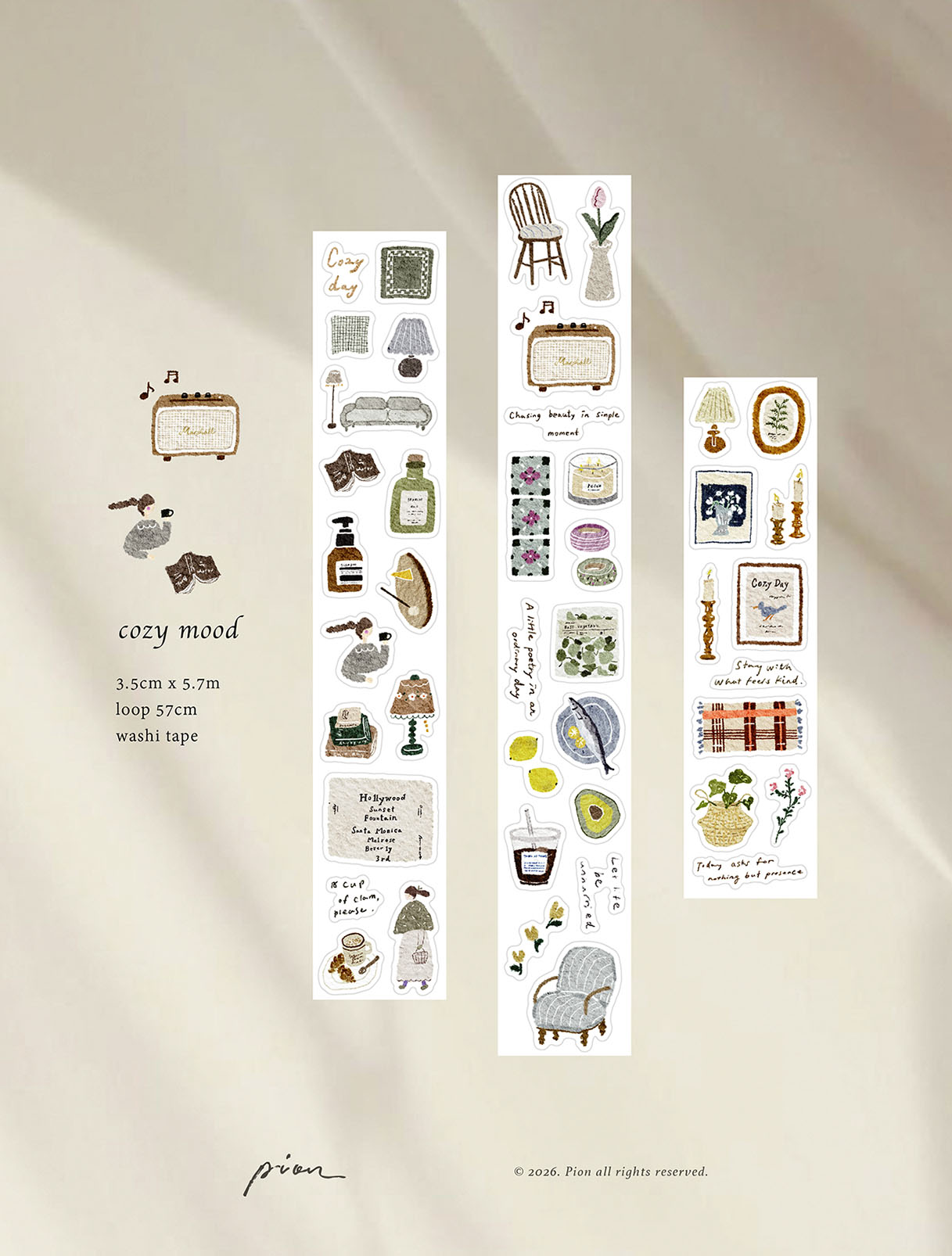 Pion Kiss-cut Washi Tape – Cozy Mood — gallery