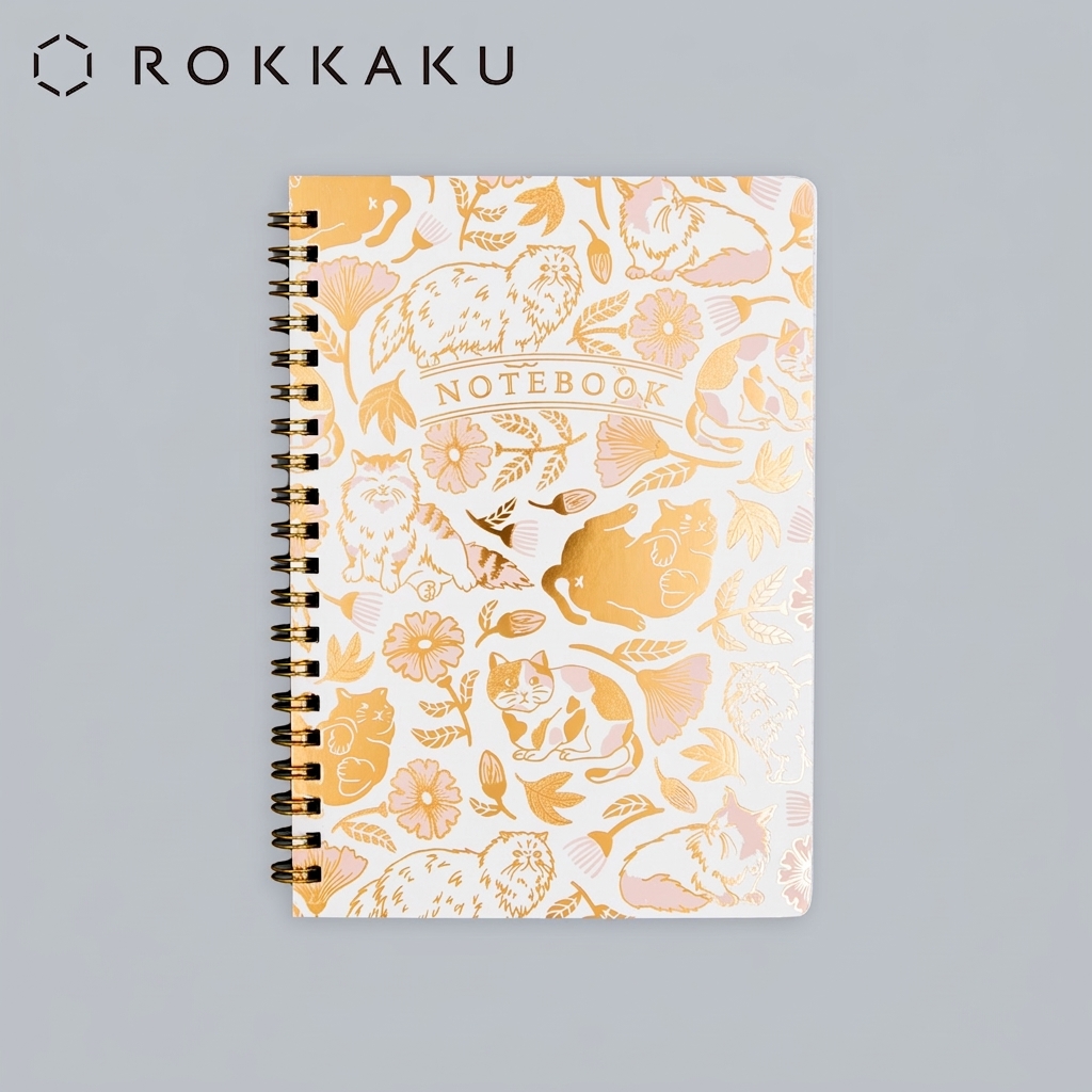 ROKKAKU B6 Notebook – Cat Art Collection “flower”