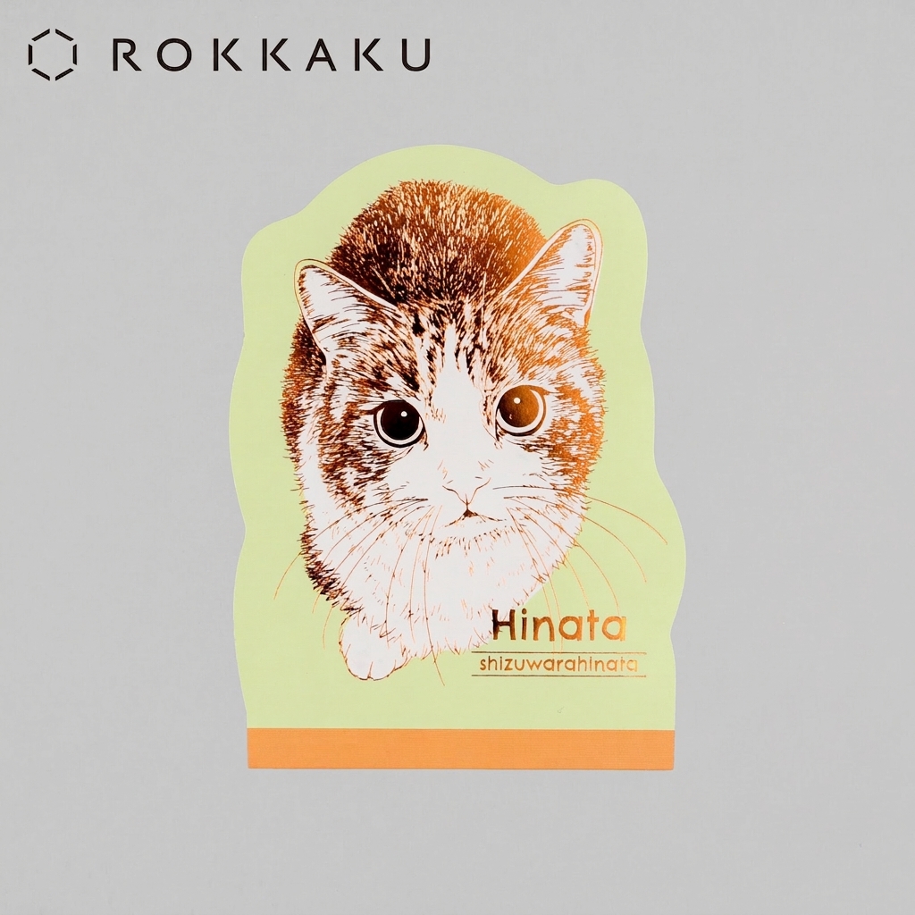 ROKKAKU Die-cut Memo Pad – Cat Art Collection “Hinata”
