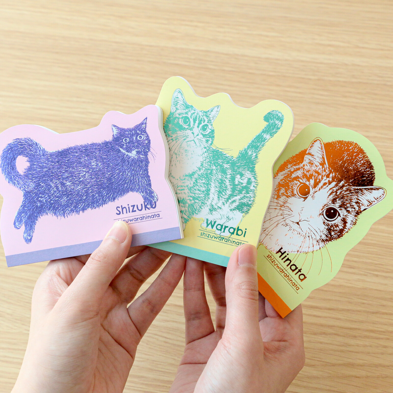 ROKKAKU Die-cut Memo Pad – Cat Art Collection “Hinata” — gallery