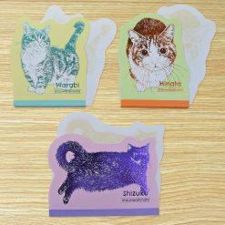 ROKKAKU Die-cut Memo Pad – Cat Art Collection “Warabi” — gallery