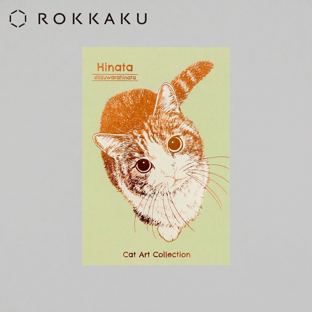 ROKKAKU Foil Stamped Postcard – Cat Art Collection “Hinata”