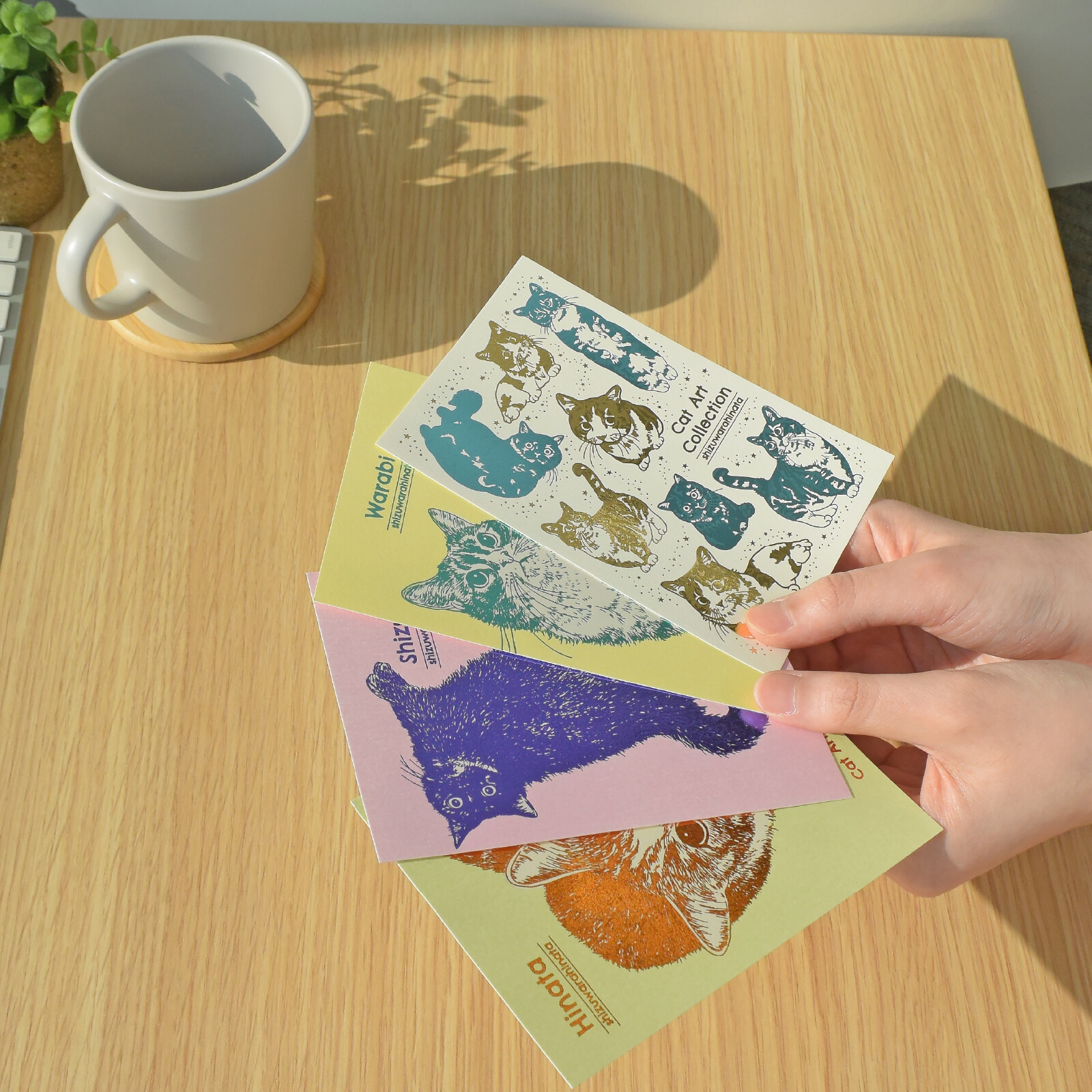 ROKKAKU Foil Stamped Postcard – Cat Art Collection “Hinata” — gallery