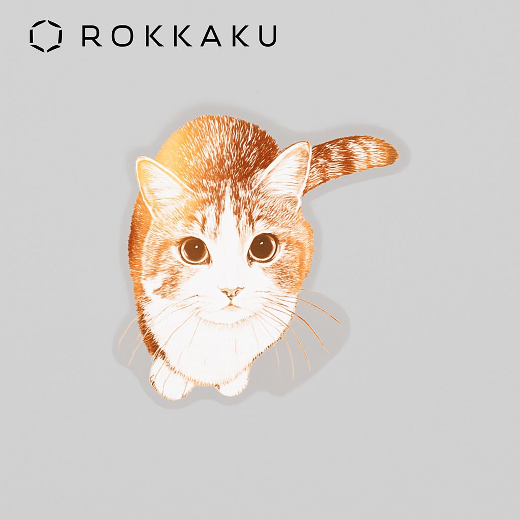 ROKKAKU Foil Stamped Sticker – Cat Art Collection “Hinata”