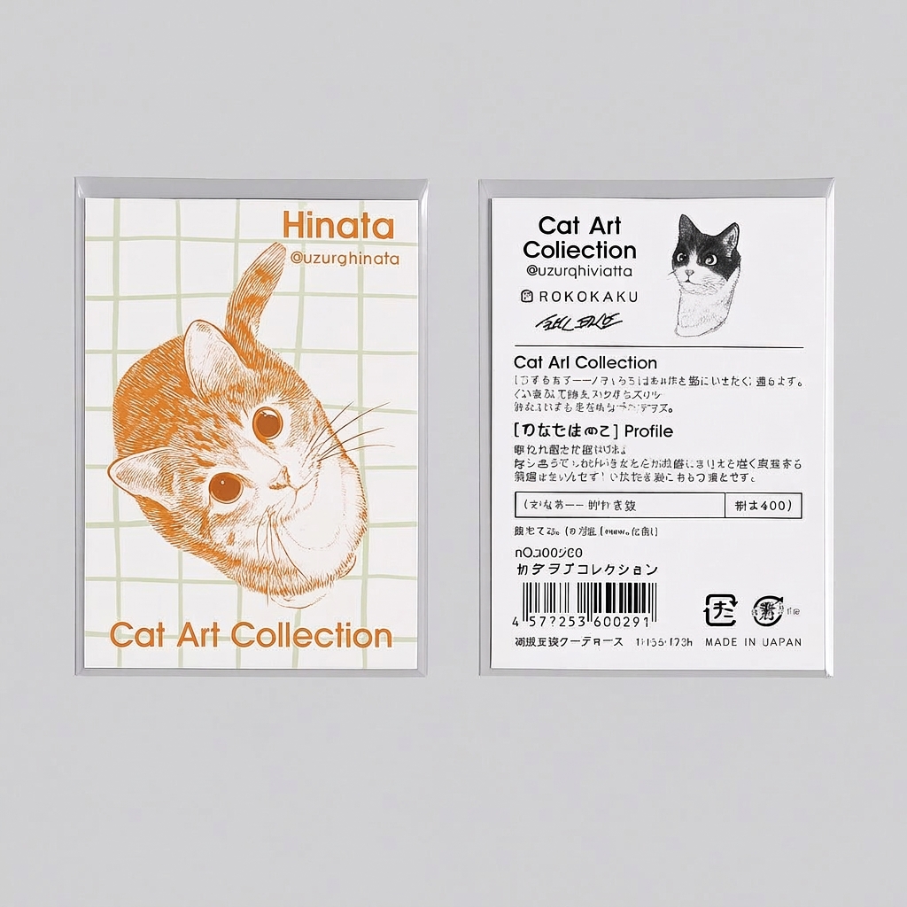 ROKKAKU Foil Stamped Sticker – Cat Art Collection “Hinata” — gallery