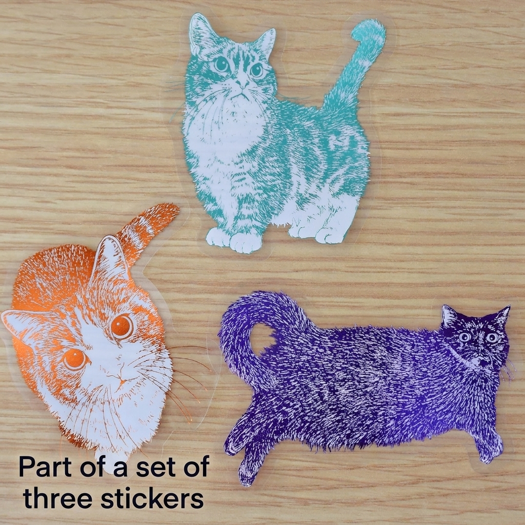 ROKKAKU Foil Stamped Sticker – Cat Art Collection “Hinata” — gallery