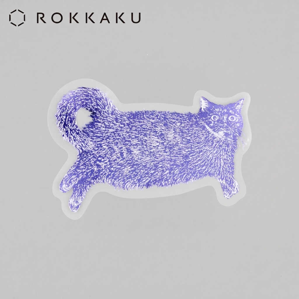 ROKKAKU Foil Stamped Sticker – Cat Art Collection “Shizuku”