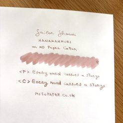 Miso Paper — SAILOR Shikiori Flower Crown fountain pen ink swatch and writing sample on MD Paper Cotton