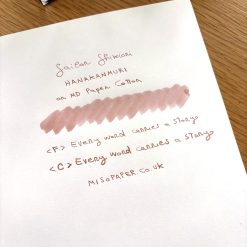 Miso Paper — SAILOR Shikiori Flower Crown fountain pen ink swatch and writing sample on MD Paper Cotton
