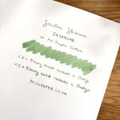 Miso Paper — SAILOR Shikiori Sasabune fountain pen ink swatch and writing sample on MD Paper Cotton