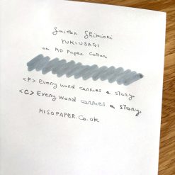 Miso Paper — SAILOR Shikiori Snow Rabbit fountain pen ink swatch and writing sample on MD Paper Cotton
