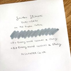Miso Paper — SAILOR Shikiori Snow Rabbit fountain pen ink swatch and writing sample on MD Paper Cotton