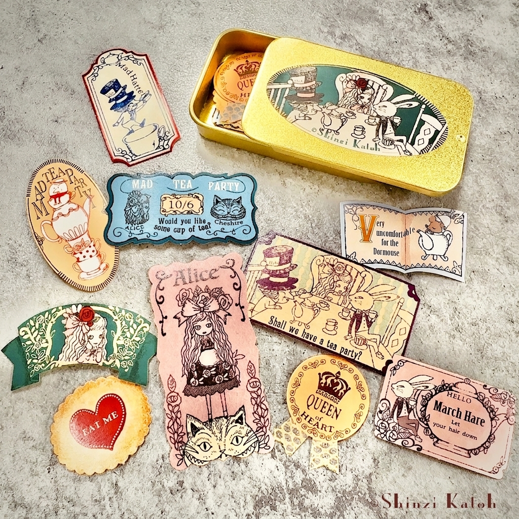 Shinzi Katoh Alice in Wonderland Flake Stickers – Tea Party