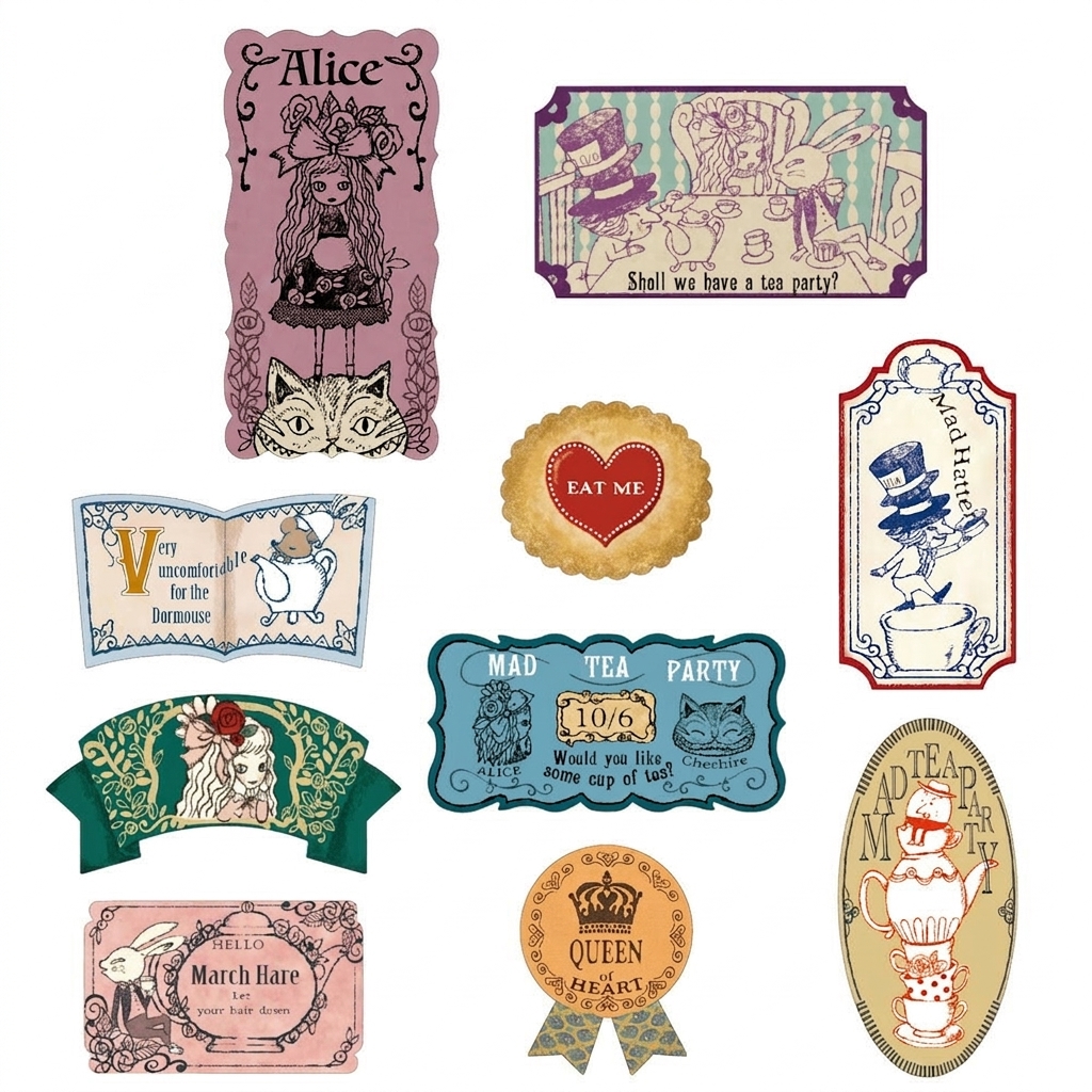 Shinzi Katoh Alice in Wonderland Flake Stickers – Tea Party — gallery