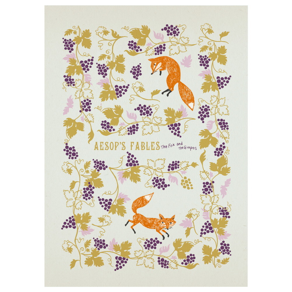 Shinzi Katoh Postcard – Aesop’s The Fox and the Grapes