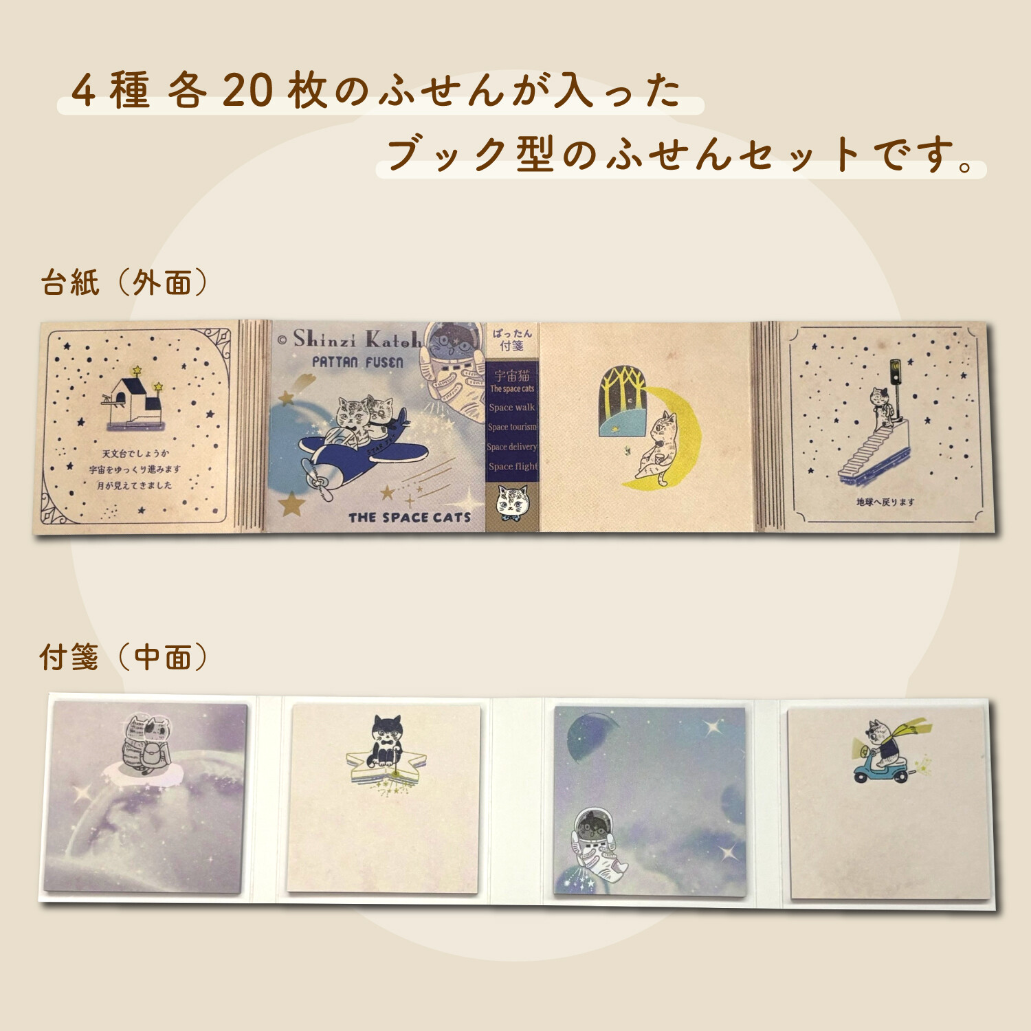 Shinzi Katoh Mini Sticky Notes Set - Space Cat