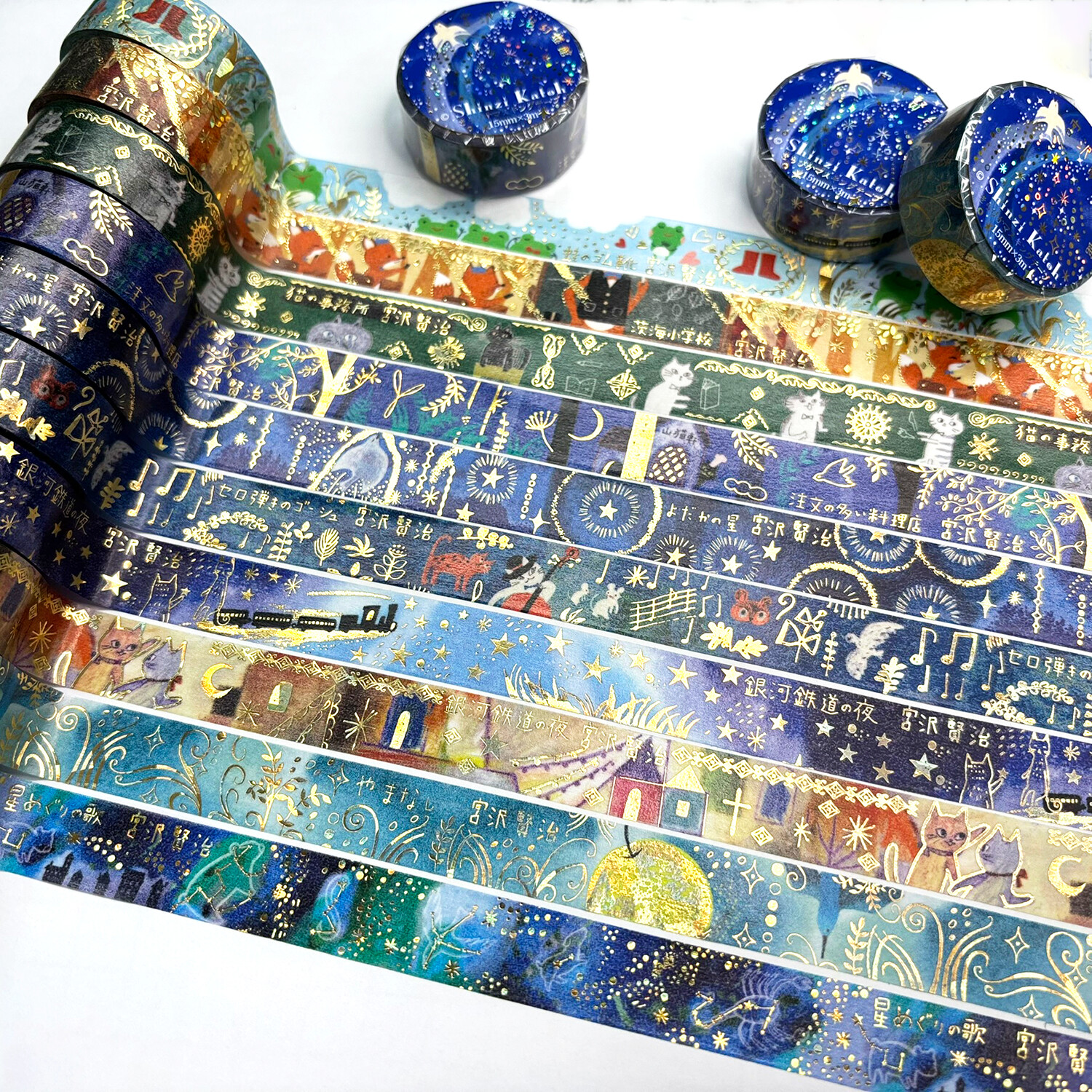 Shinzi Kaoth Japanese Tales Washi Tapes with stars moon and cats