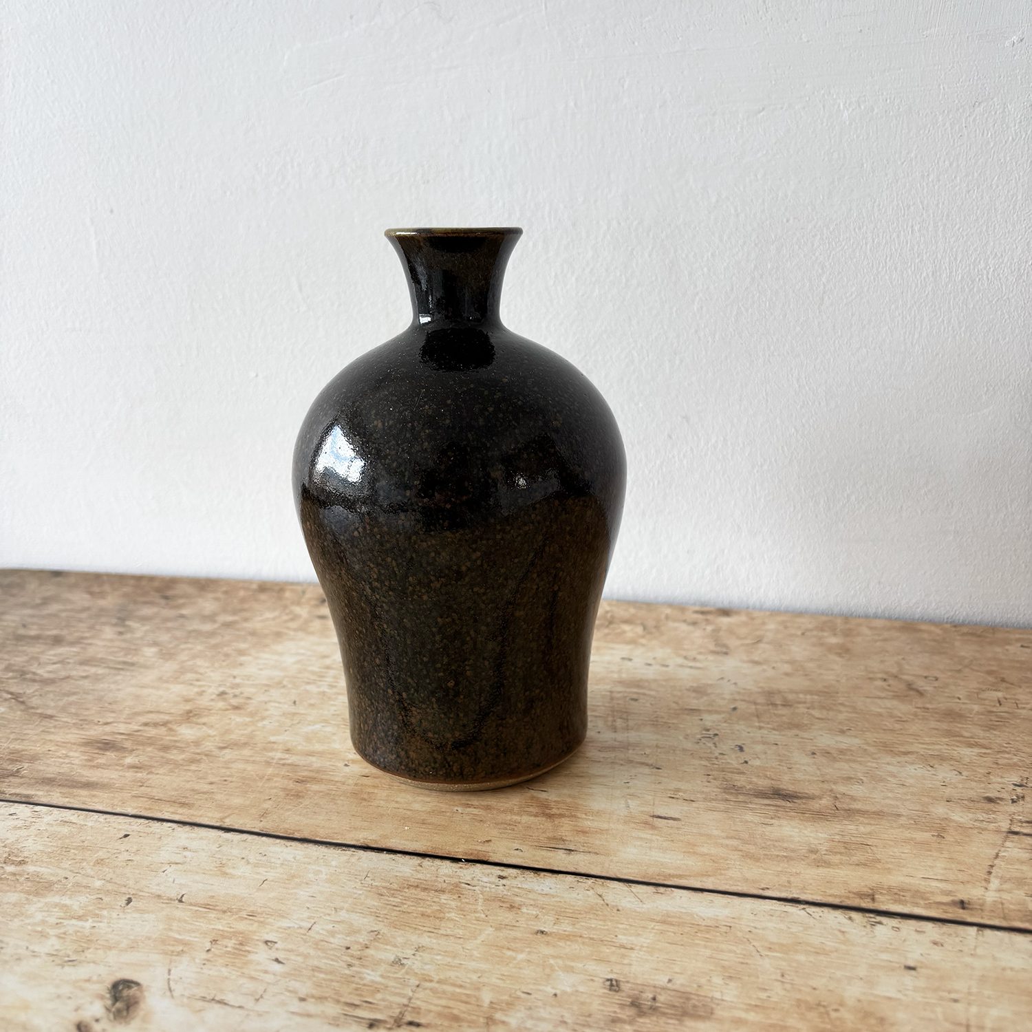 Shussai Kiln Pottery Flower Vase - Rustic Clay Vessel Black - Image 2