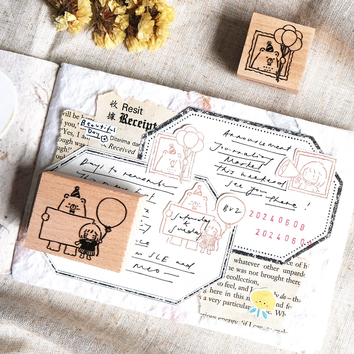 Eileen Tai Bear & Girl Rubber Stamps - Celebration - Image 3