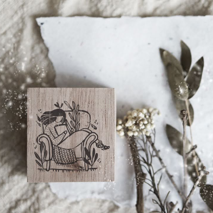 Black Milk Project Rubber Stamp - Reading on Couch