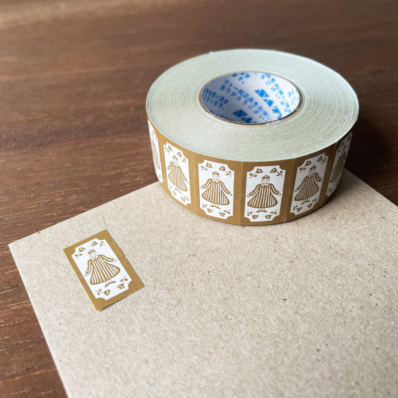 Stamp Marché Labeler Sticker Roll – Maru-chan Retro (Brown) — gallery