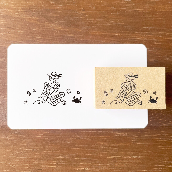 Stamp Marché Wooden Stamp – Maru-chan Beach Sketch
