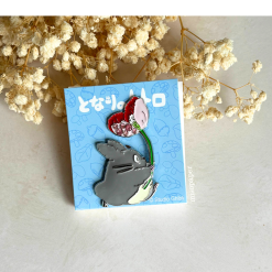 Studio Ghibli Metal Brooch – Totoro with Flowers — gallery