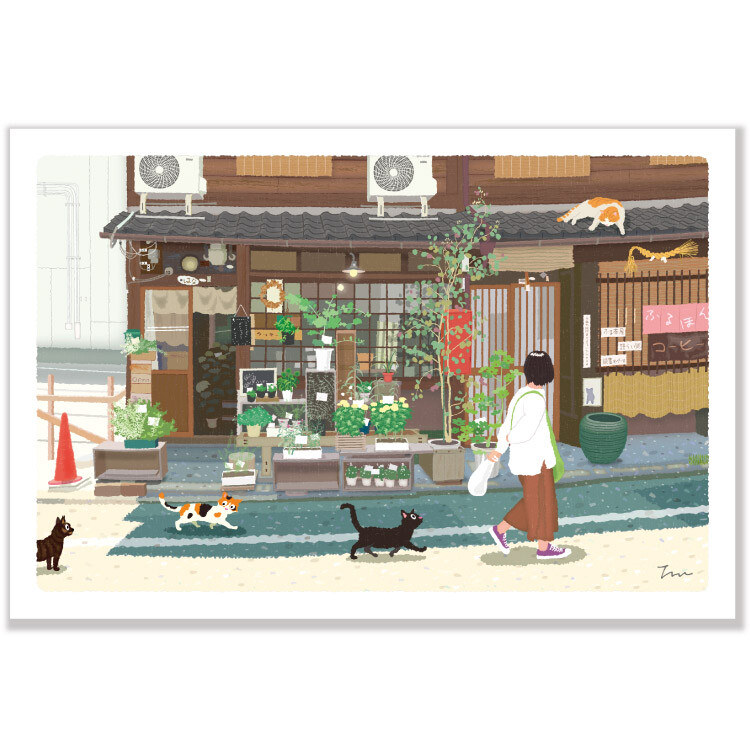 Tabi Neko Summer Postcard – Kyoto Flower Shop — gallery