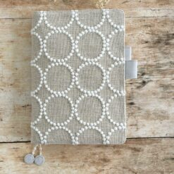 Hobonichi-Style A5 Notebook Cover in Mina Perhonen Fabric - Tambourine Beige