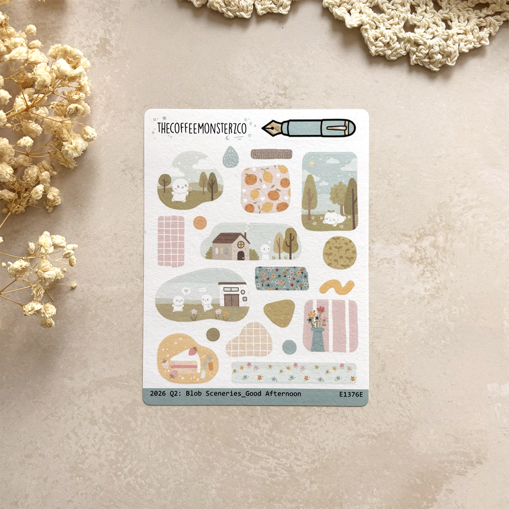 The Coffee Monsterz Co Q2 Blob Sceneries_Good Afternoon Stickers