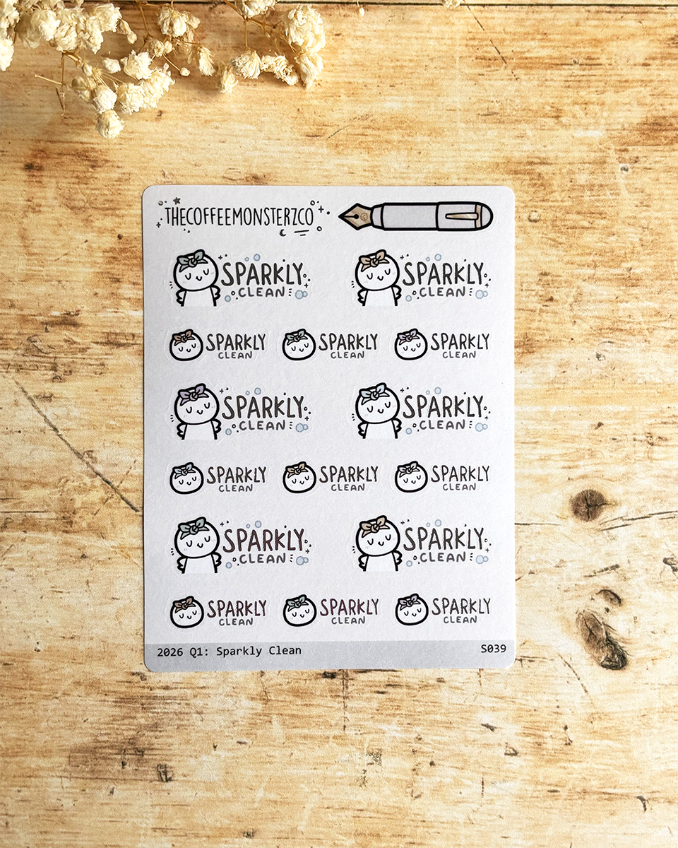 The Coffee Monsterz Co Q1 Sparkly Clean Stickers