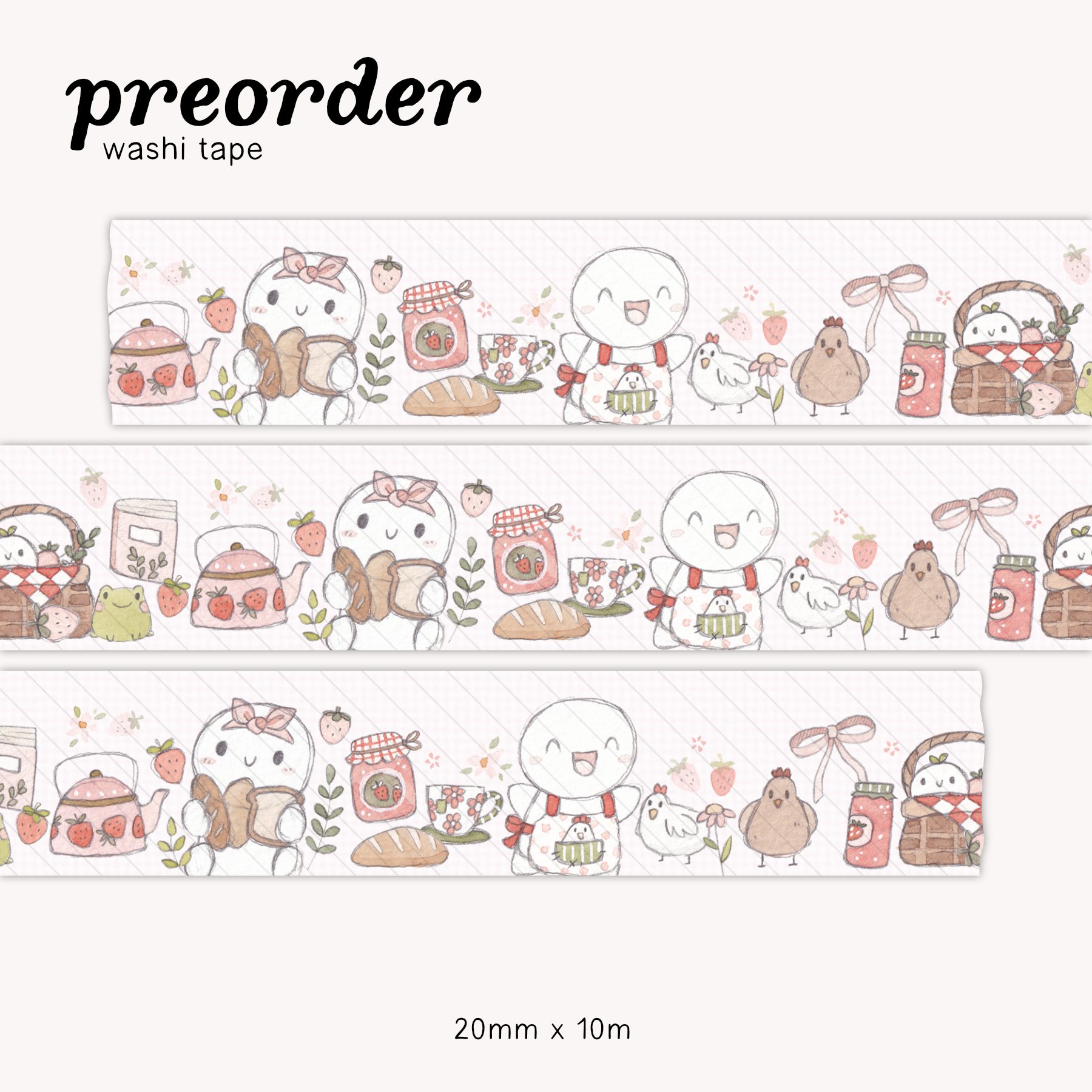 The Coffee Monsterz Co Strawberry Picnic Washi Tape