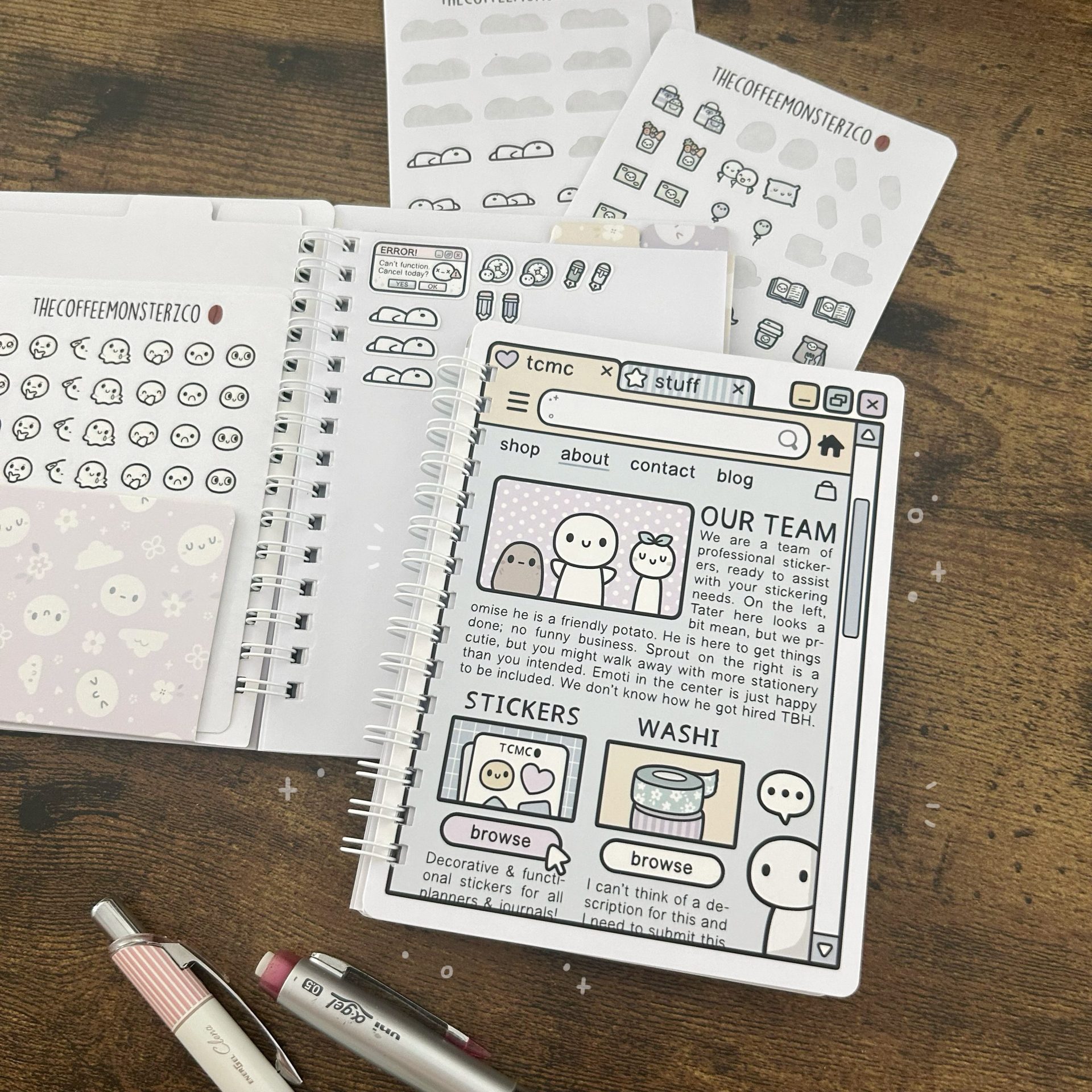 The Coffee Monsterz Co Webpage - Reusable Sticker Book