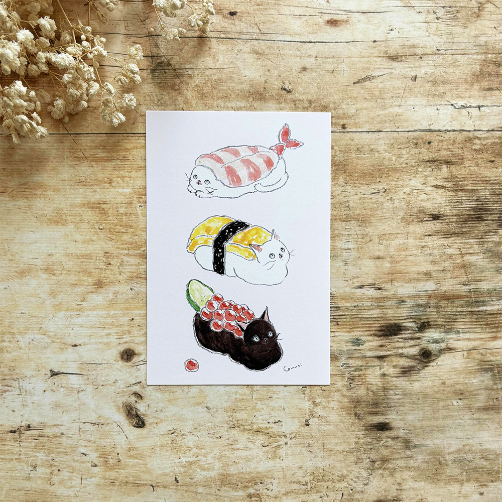 Tocoro Comugi Japanese-Style Postcard - Sushi