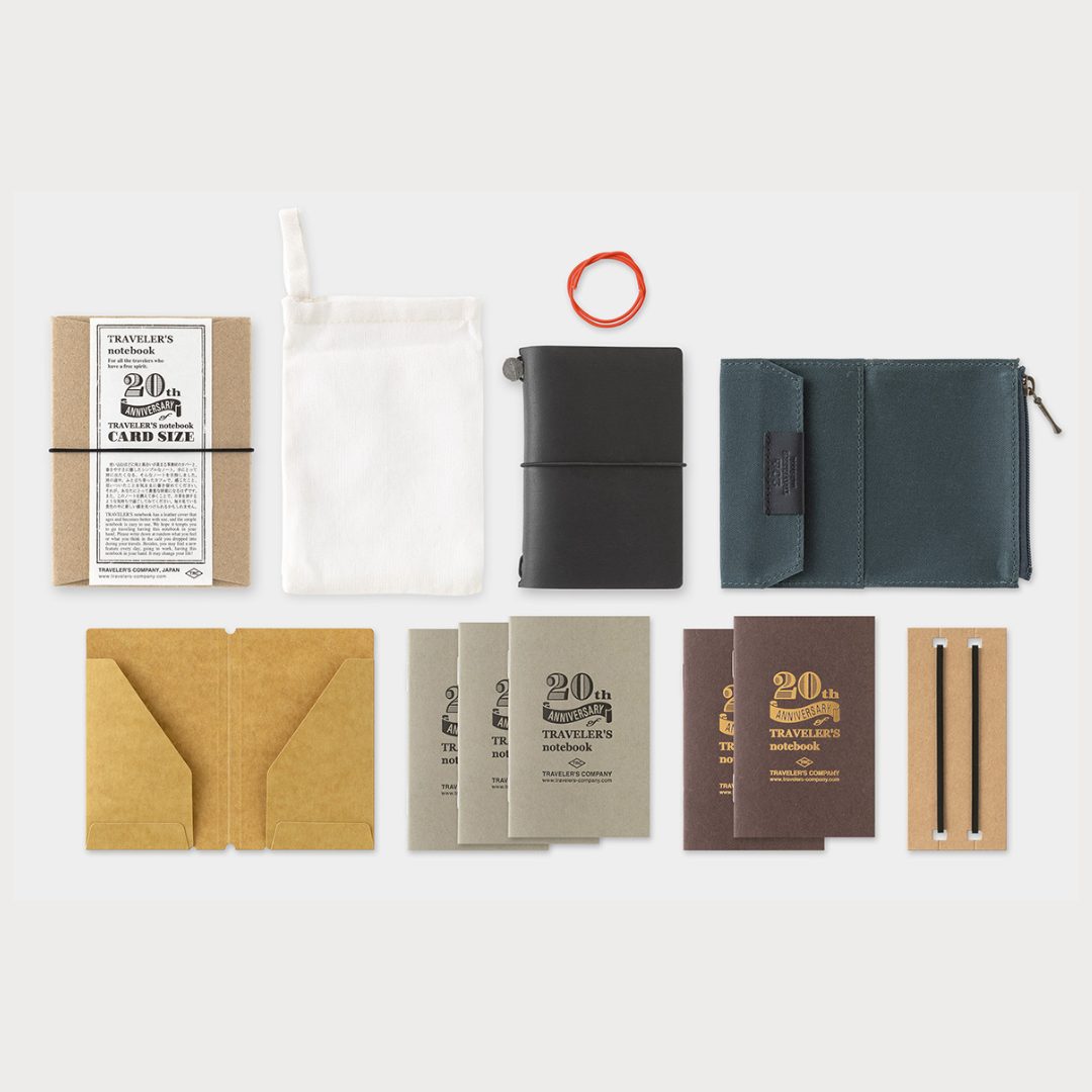 TRAVELER'S Notebook 20th Anniversary Card Size Set - Black
