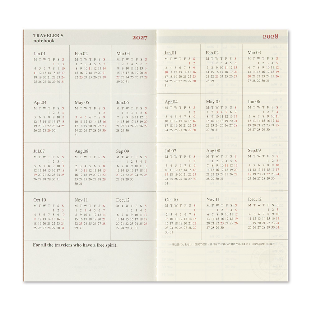 TRAVELER’S Notebook Refill 2027 Weekly + Memo — gallery