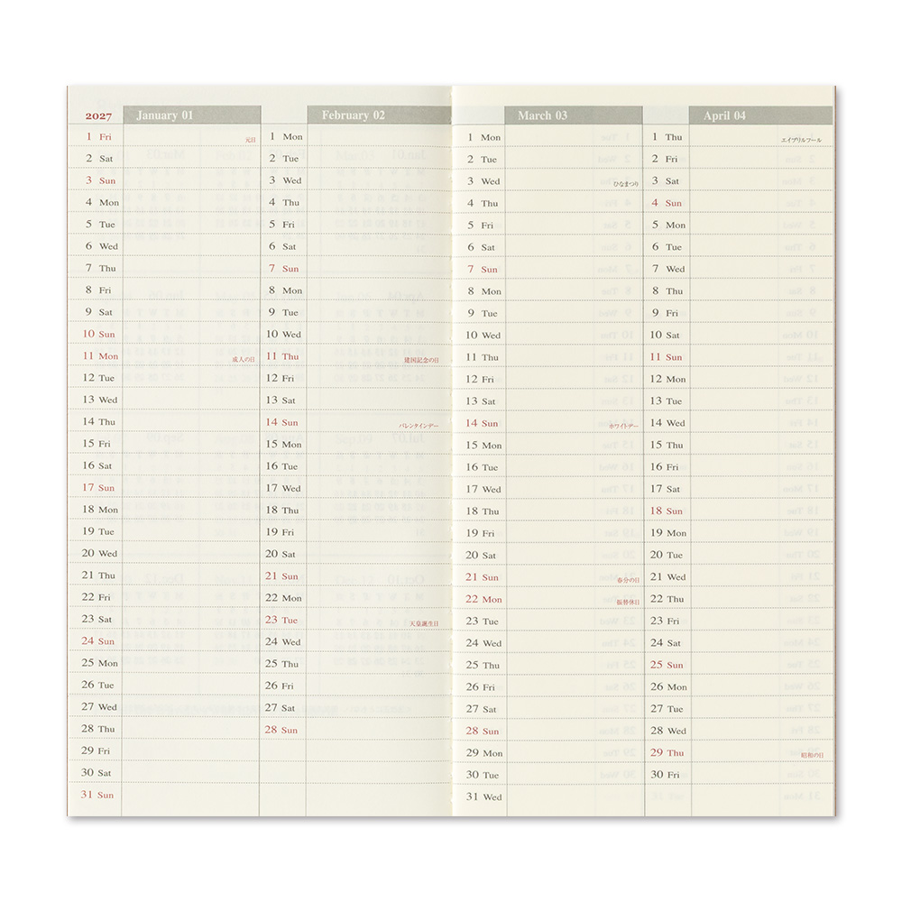TRAVELER’S Notebook Refill 2027 Weekly + Memo — gallery