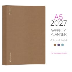 Wonderland222 A5 2027 Weekly Planner All-in-One – Stacked Weekends