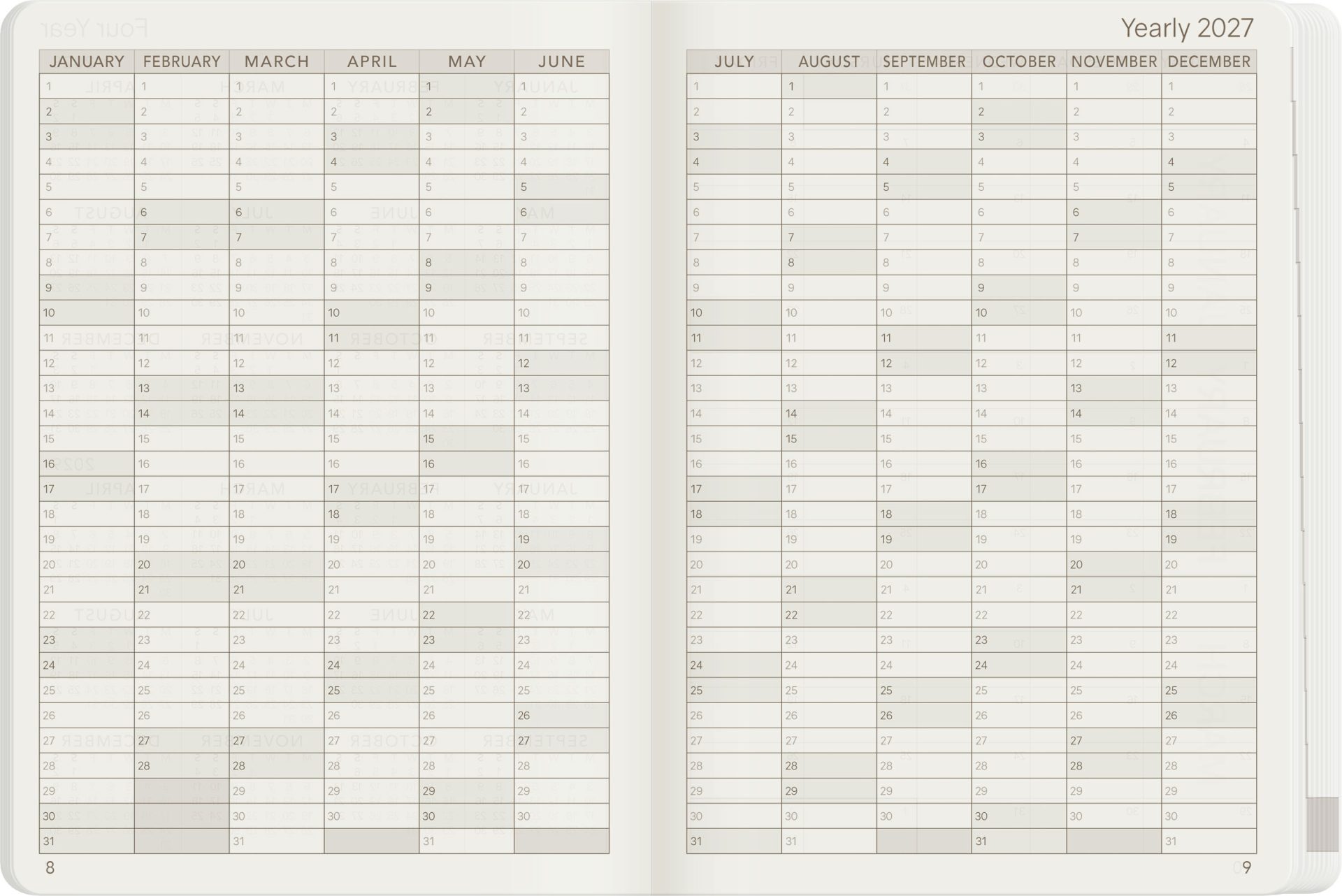 Wonderland222 A6 2027 Weekly Core Planner – Stacked Weekends — gallery