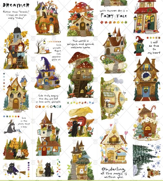 Xiami Studio Kiss-cut PET Tape - Fairy Tale Cottage