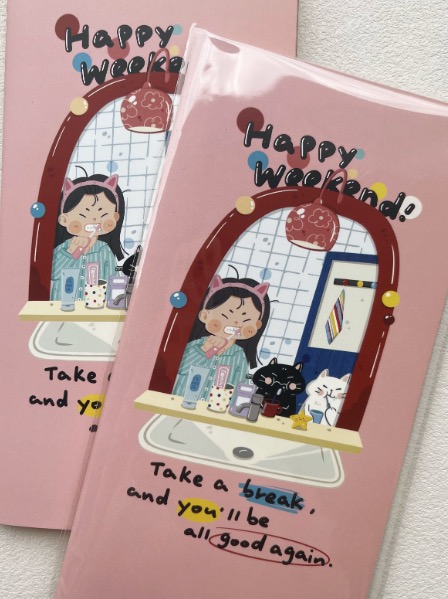 Xiami Studio Mixed Papers A5 Slim Notebook Happy Weekend pink covers