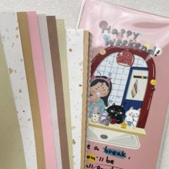 Xiami Studio Mixed Papers A5 Slim Notebook Happy Weekend pink cover with papers fanned