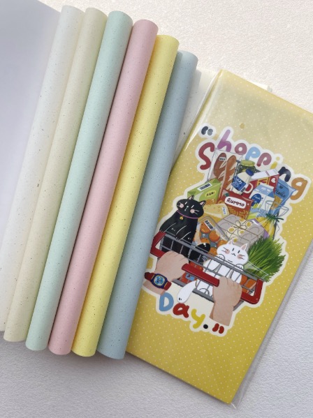 Xiami Studio Mixed Papers A5 Slim Notebook Shopping Day yellow cover with pastel papers